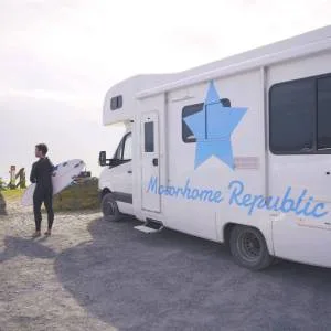 Motorhome Republic van at the beach.