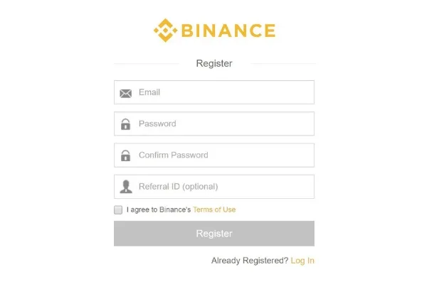 Register on Binance