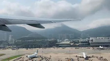 Cathay Pacific flight during take off from Hong Kong