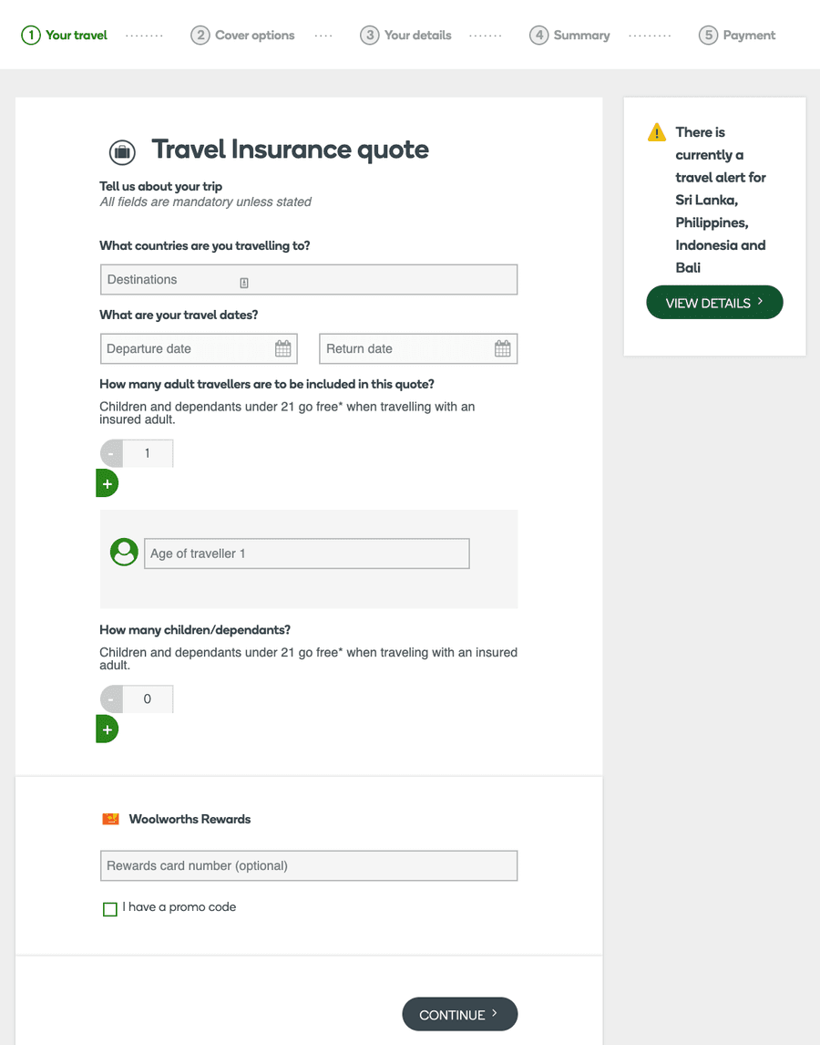 woolworths travel insurance promo code
