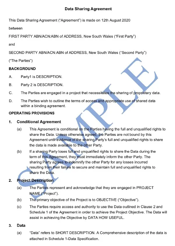 Data Sharing Agreement Template