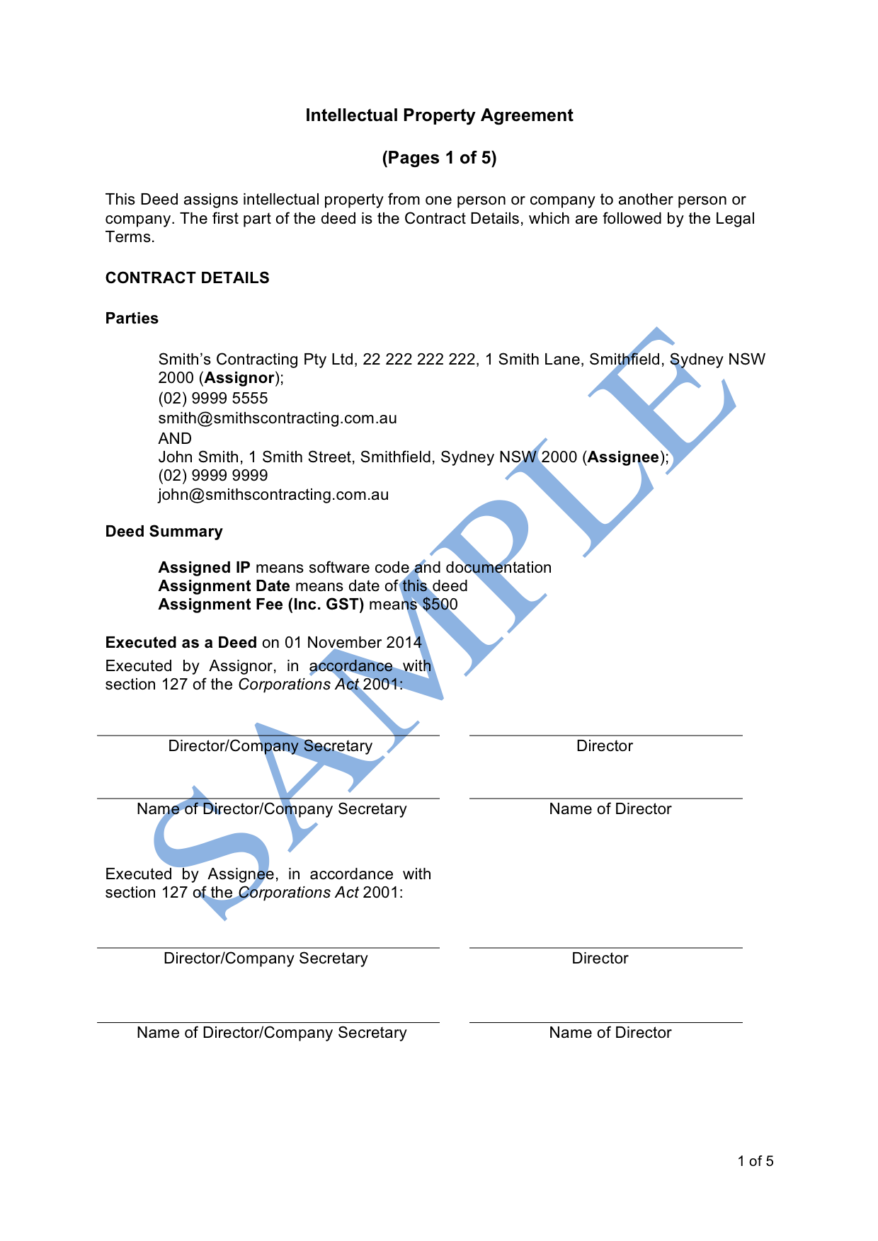 ip assignment agreement template
