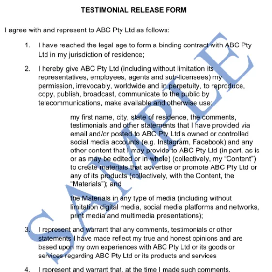 Free Testimonial Release Form Templates Australia Finder au