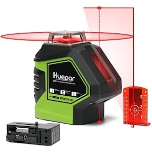 Huepar Self-Leveling Laser Level 360 Red Cross Line with 2 Plumb Dots Laser Tool