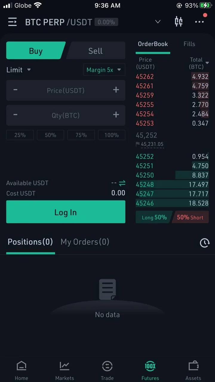 Kucoin Futures Tab
