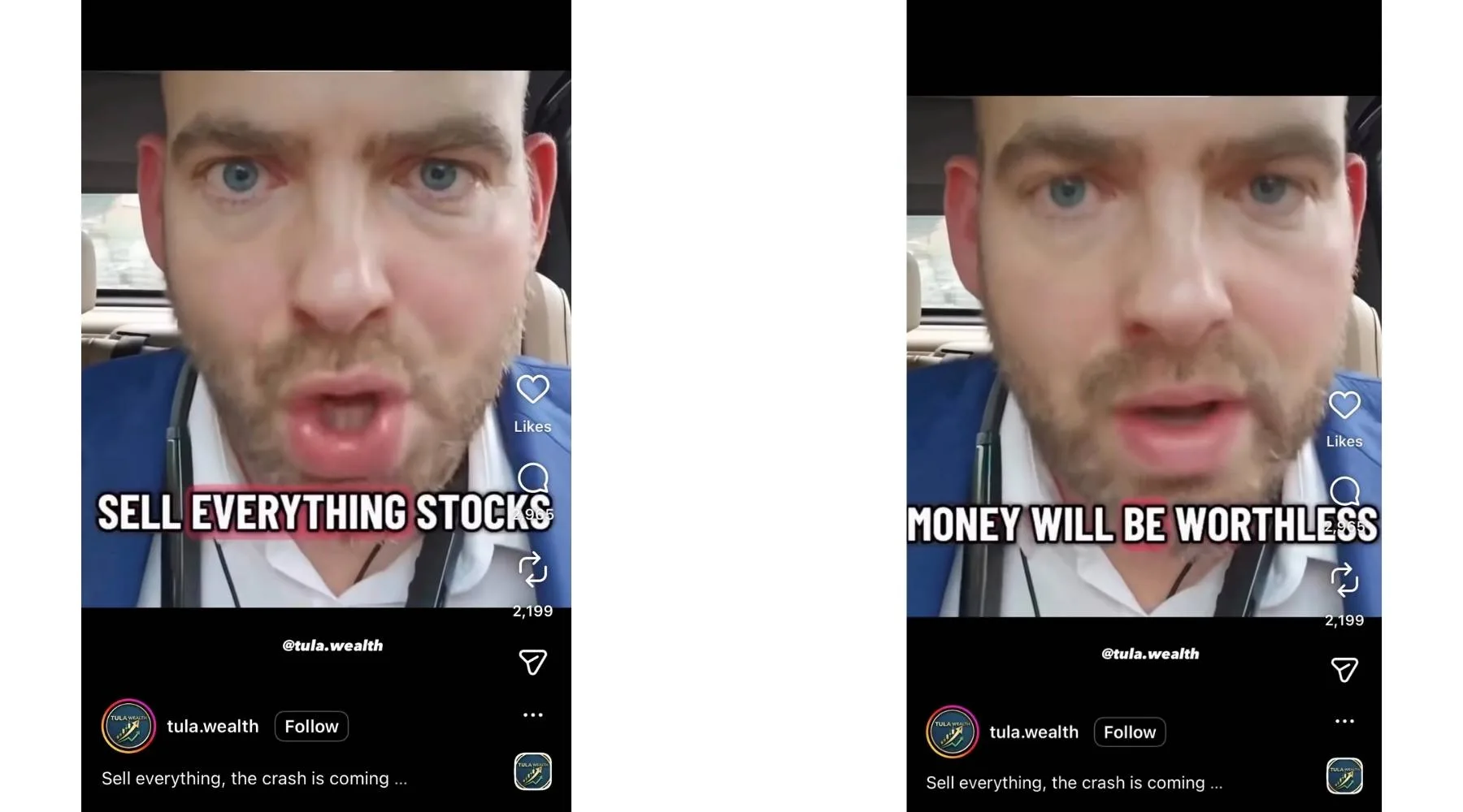 Screenshots of bad wealth advice on Instagram