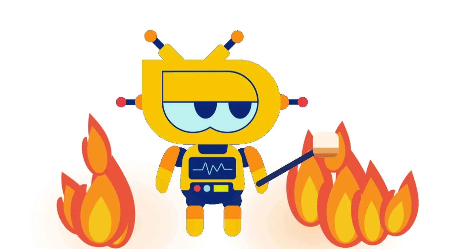 Finderbot roasting marshmallows