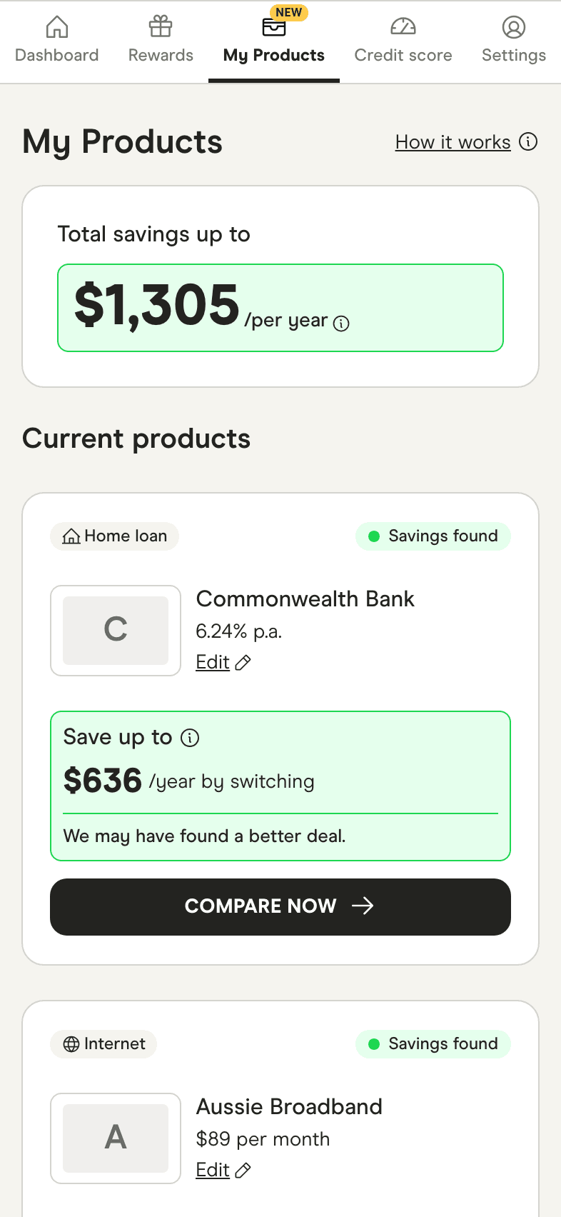 My Products in the Finder app