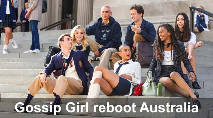 Gossip Girl reboot cast sitting on steps